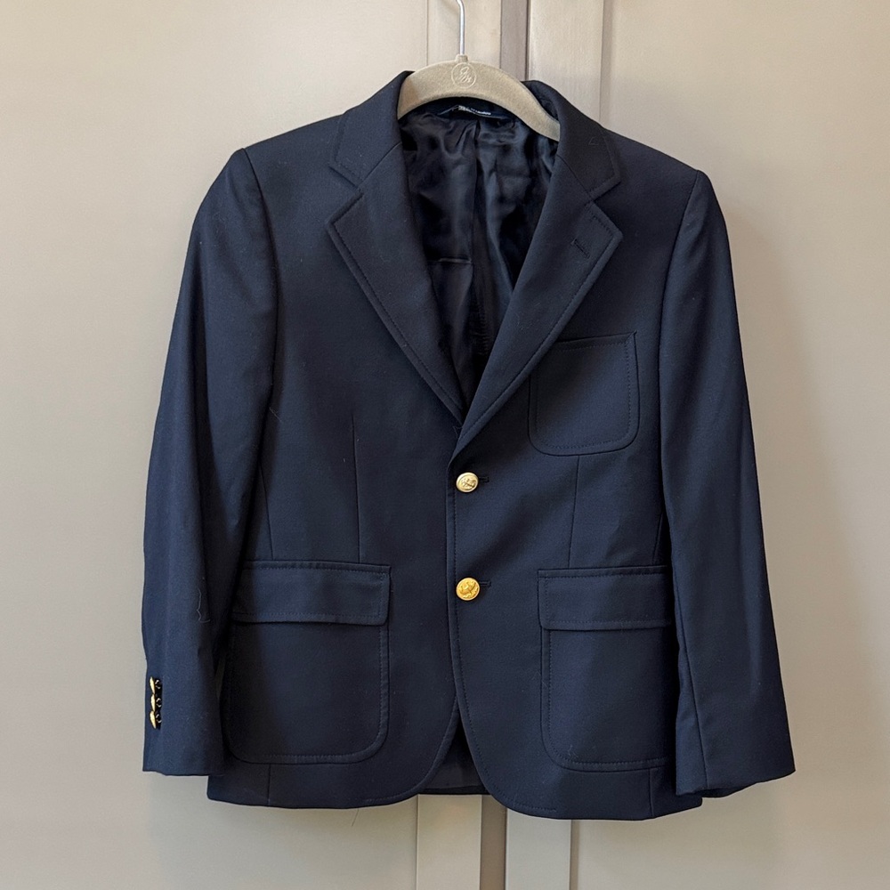 Brooks Brothers Boys Wool Blue Blazer with Gold Buttons